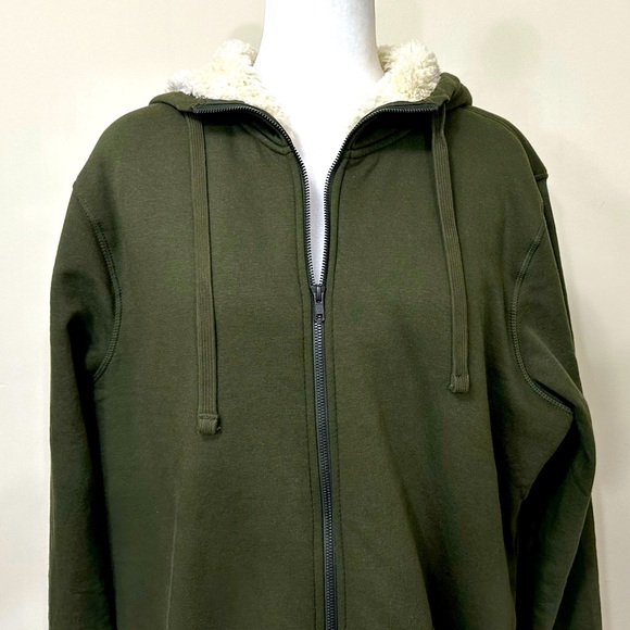 NEW Livergy Sherpa Lined Deep Green 30" Zipper X-Long Hem Hoodie Sweatshirt XXL - Picture 7 of 15